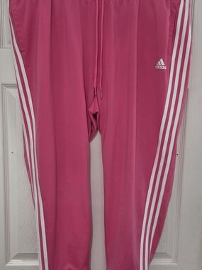 Adidas Pink Three-Stripe Track Pants